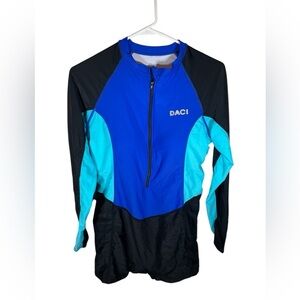 Daci Blue and Black Long Sleeve Swimsuit Rash Guard